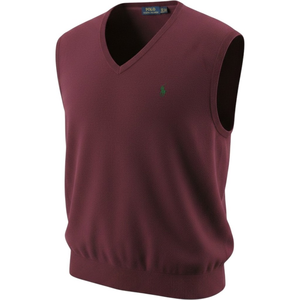 Polo Ralph Lauren Sweater Vest Mens 4XB Big & Tall Burgundy V Neck Pullover Knit